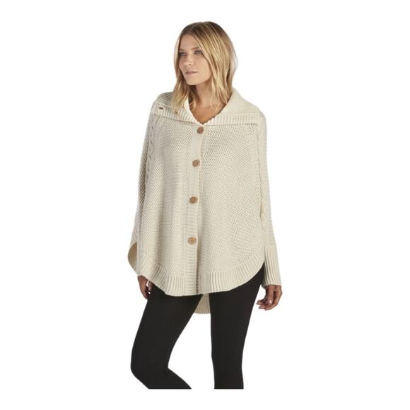 Ugg Maribeth Cable Knit Wool Blend Cocoon Sweater Cape Size Small - Picture 1 of 8